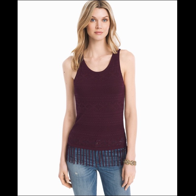 Whbm Fringe Hem Sleeveless Sweater